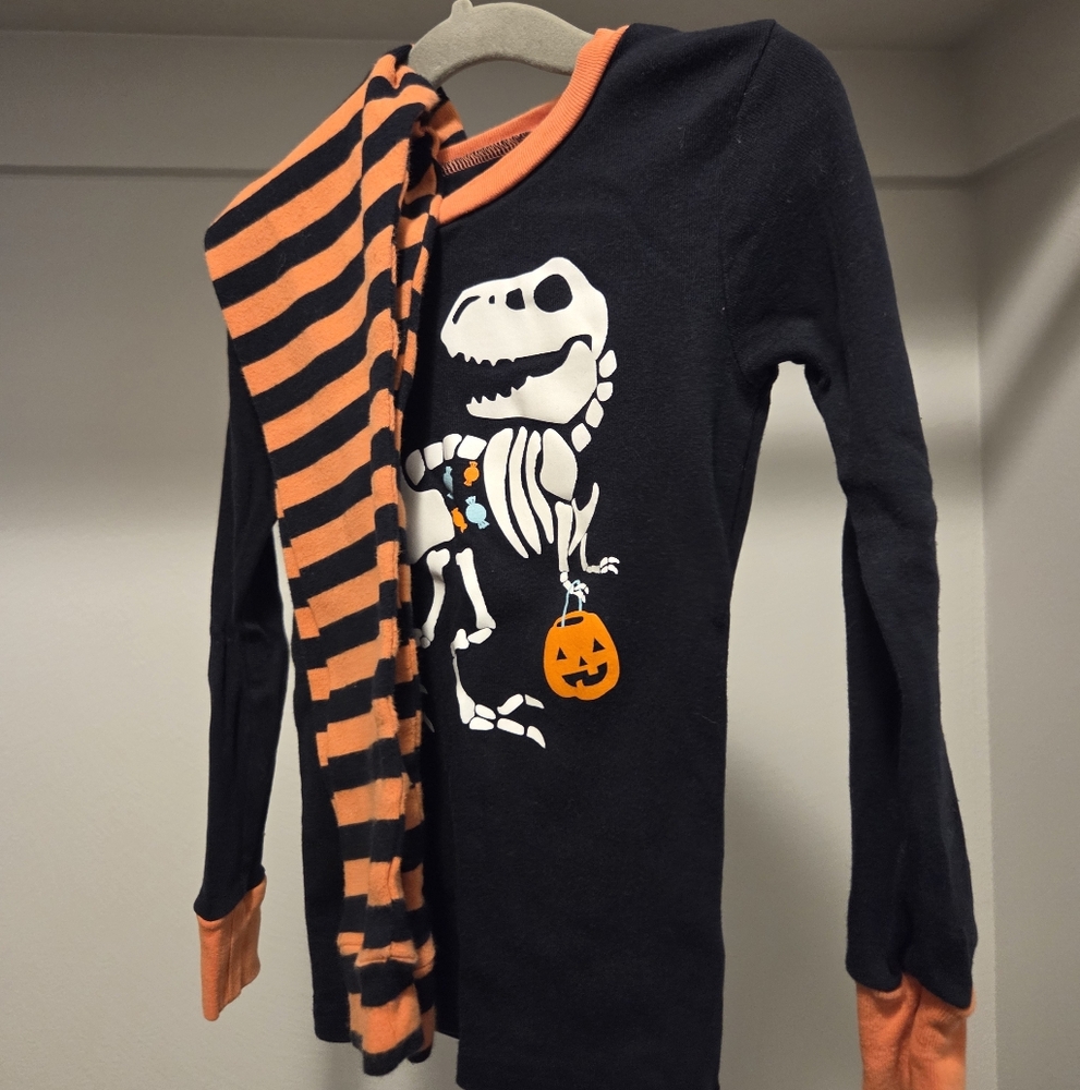 Kids Halloween Dino Skeleton Pajama Set